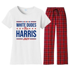 White Dudes For Harris 2024 Women's Flannel Pajama Set