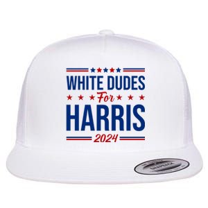 White Dudes For Harris 2024 Flat Bill Trucker Hat