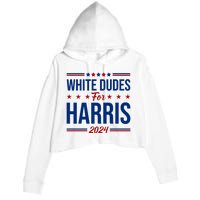 White Dudes For Harris 2024 Crop Fleece Hoodie