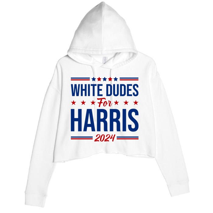 White Dudes For Harris 2024 Crop Fleece Hoodie