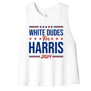 White Dudes For Harris 2024 Women's Racerback Cropped Tank