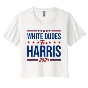 White Dudes For Harris 2024 Women's Crop Top Tee