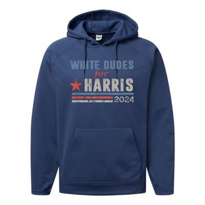 White Dudes For Kamala Harris 2024 Support Kamala Performance Fleece Hoodie