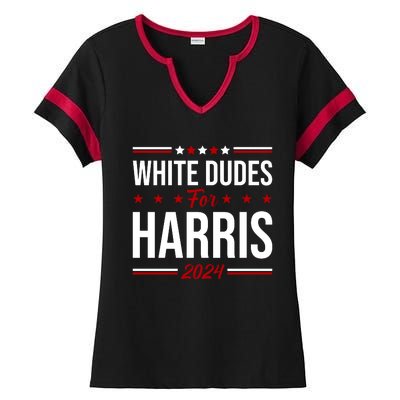 White Dudes For Harris 2024 Ladies Halftime Notch Neck Tee