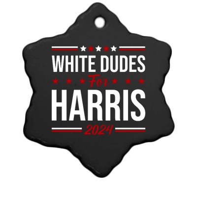 White Dudes For Harris 2024 Ceramic Star Ornament