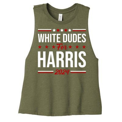 White Dudes For Harris 2024 Women's Racerback Cropped Tank