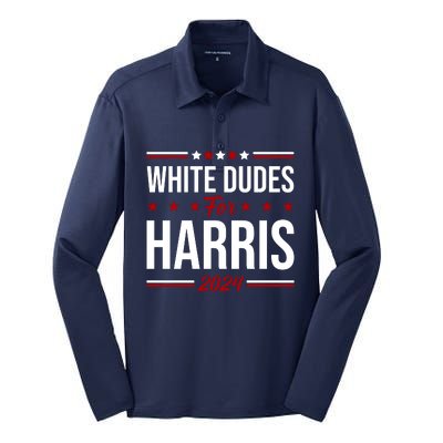 White Dudes For Harris 2024 Silk Touch Performance Long Sleeve Polo