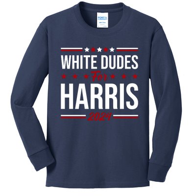 White Dudes For Harris 2024 Kids Long Sleeve Shirt