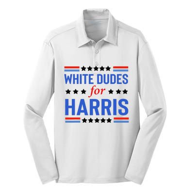 White Dudes For Kamala Harris Silk Touch Performance Long Sleeve Polo