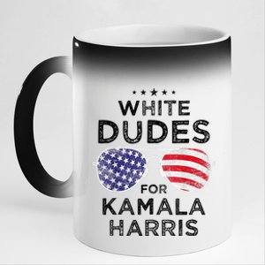 White Dudes For Kamala Harris 11oz Black Color Changing Mug