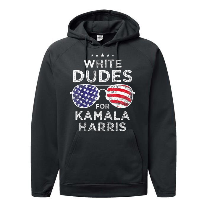 White Dudes For Kamala Harris Performance Fleece Hoodie