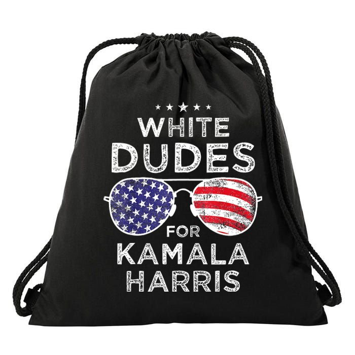 White Dudes For Kamala Harris Drawstring Bag