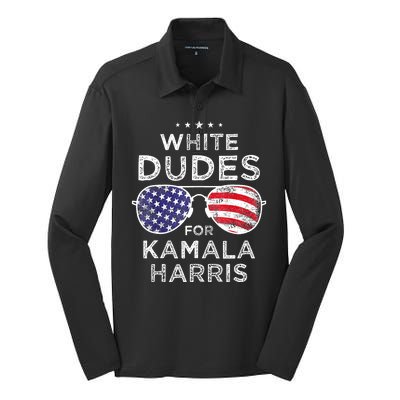 White Dudes For Kamala Harris Silk Touch Performance Long Sleeve Polo