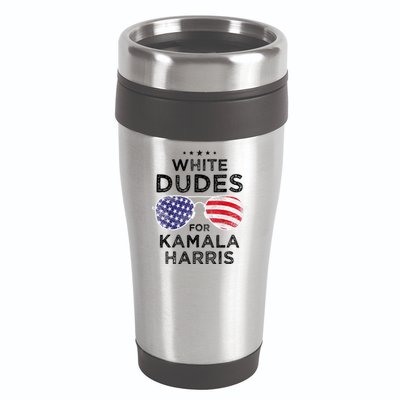 White Dudes For Kamala Harris 16oz Travel Tumbler