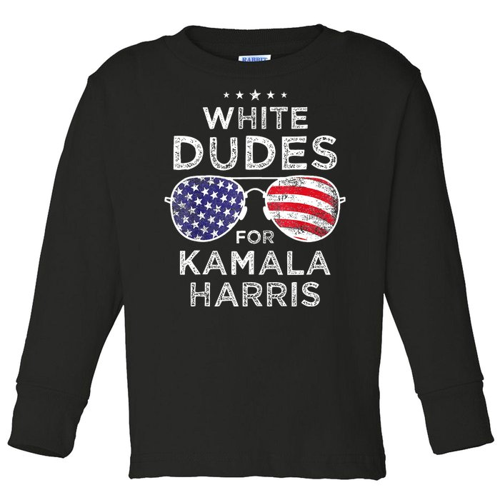 White Dudes For Kamala Harris Toddler Long Sleeve Shirt