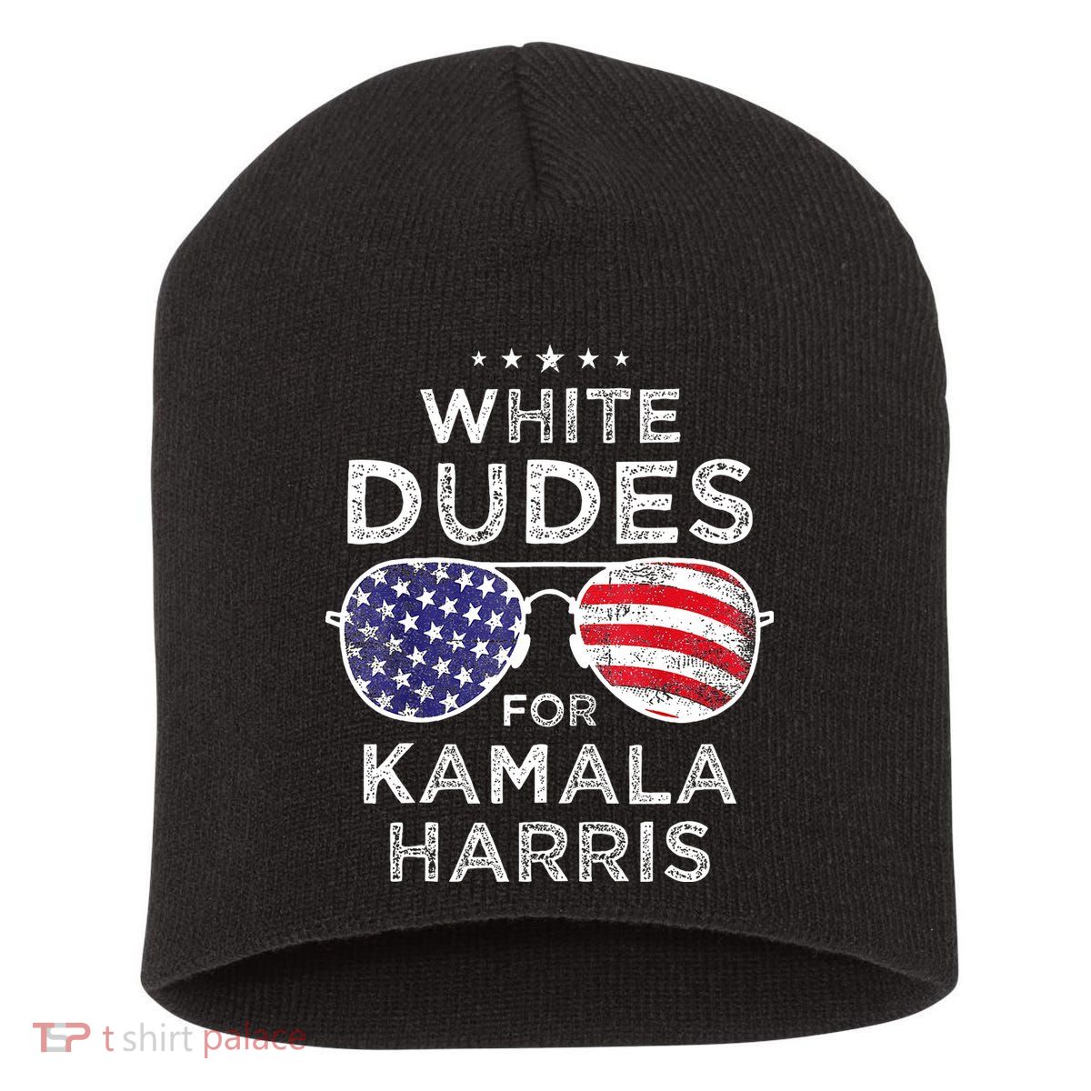 White Dudes For Kamala Harris Short Acrylic Beanie