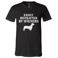 Wiener Dog Funny Weiner Doxie Dachshund Mom Dad Gift V-Neck T-Shirt