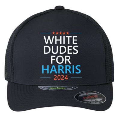 White Dudes For Harris 2024 Flexfit Unipanel Trucker Cap