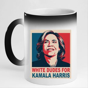 White Dudes For Kamala Harris 2024 Gift 11oz Black Color Changing Mug