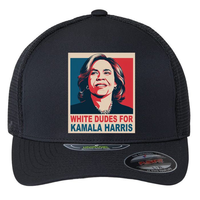 White Dudes For Kamala Harris 2024 Gift Flexfit Unipanel Trucker Cap