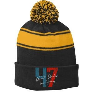 White Dudes For Harris Kamala Harris 2024 47th President Stripe Pom Pom Beanie