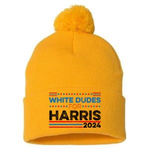 White Dudes For Kamala Harris Pom Pom 12in Knit Beanie