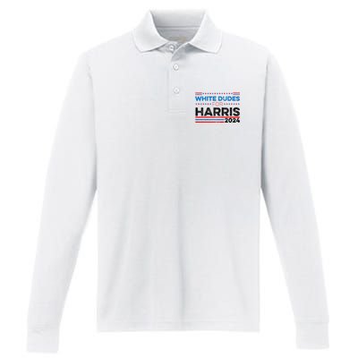 White Dudes For Kamala Harris Performance Long Sleeve Polo