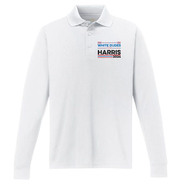 White Dudes For Kamala Harris Performance Long Sleeve Polo