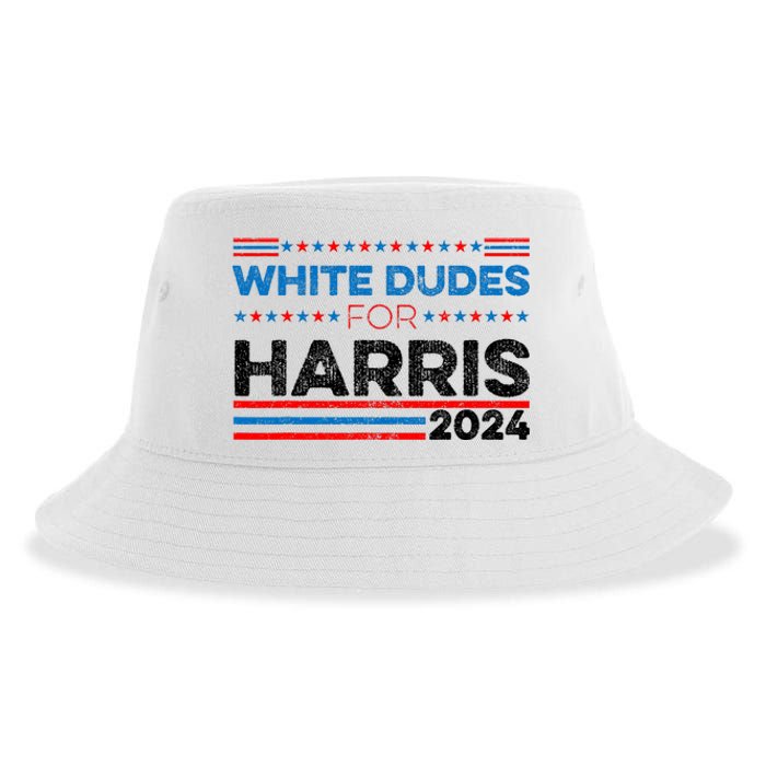 White Dudes For Kamala Harris Sustainable Bucket Hat