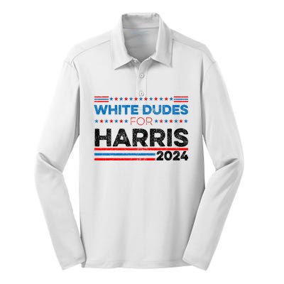 White Dudes For Kamala Harris Silk Touch Performance Long Sleeve Polo