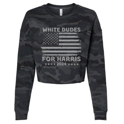 White Dudes For Harris2024 Usa Flag Cropped Pullover Crew