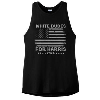 White Dudes For Harris2024 Usa Flag Ladies PosiCharge Tri-Blend Wicking Tank