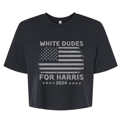 White Dudes For Harris2024 Usa Flag Bella+Canvas Jersey Crop Tee