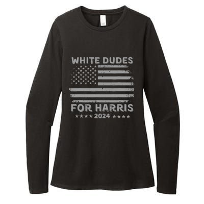 White Dudes For Harris2024 Usa Flag Womens CVC Long Sleeve Shirt