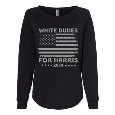 White Dudes For Harris2024 Usa Flag Womens California Wash Sweatshirt