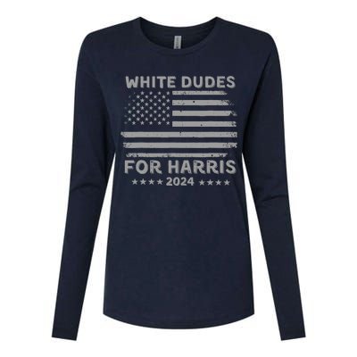 White Dudes For Harris2024 Usa Flag Womens Cotton Relaxed Long Sleeve T-Shirt