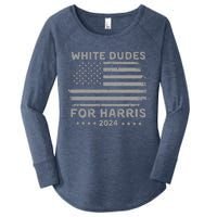 White Dudes For Harris2024 Usa Flag Women's Perfect Tri Tunic Long Sleeve Shirt