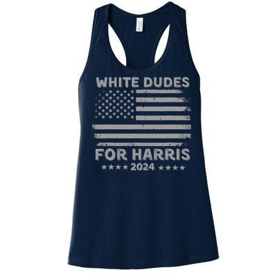 White Dudes For Harris2024 Usa Flag Women's Racerback Tank