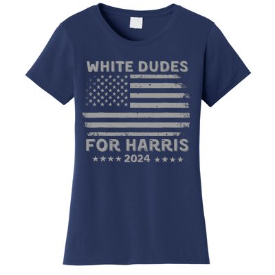 White Dudes For Harris2024 Usa Flag Women's T-Shirt