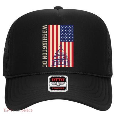 Washington Dc Flag Of The United States High Crown Mesh Back Trucker Hat