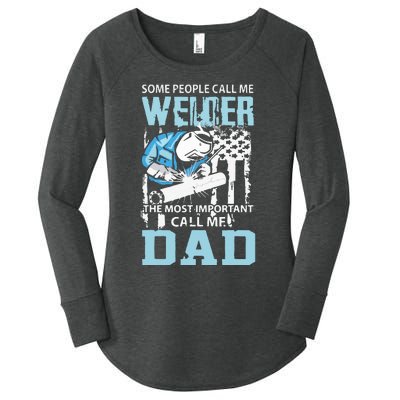 Welder Dad Fathers Day Funny Daddy Welding Dad Women's Perfect Tri Tunic Long Sleeve Shirt