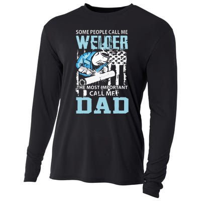 Welder Dad Fathers Day Funny Daddy Welding Dad Cooling Performance Long Sleeve Crew