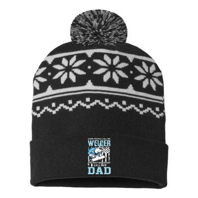 Welder Dad Fathers Day Funny Daddy Welding Dad USA-Made Snowflake Beanie