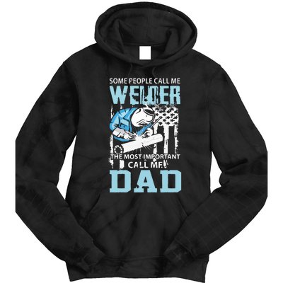 Welder Dad Fathers Day Funny Daddy Welding Dad Tie Dye Hoodie