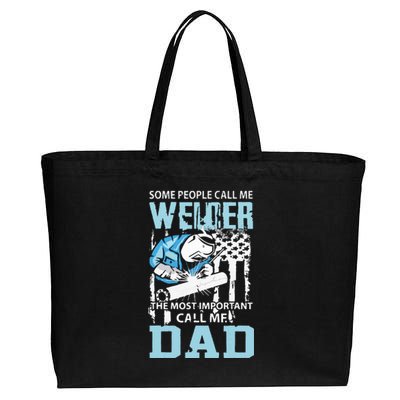 Welder Dad Fathers Day Funny Daddy Welding Dad Cotton Canvas Jumbo Tote