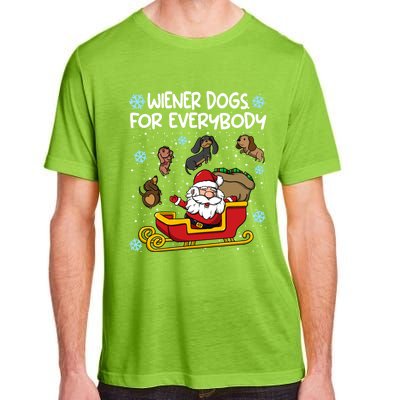 Wiener Dogs For Everybody Santa Funny Christmas Dachshund Adult ChromaSoft Performance T-Shirt