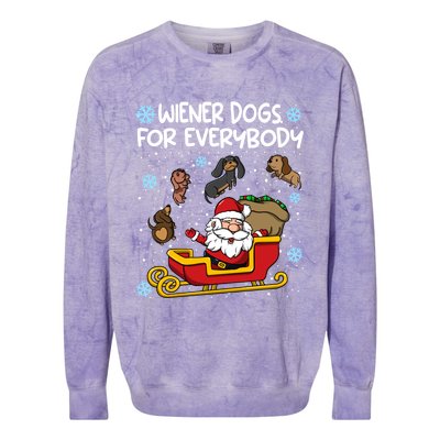 Wiener Dogs For Everybody Santa Funny Christmas Dachshund Colorblast Crewneck Sweatshirt