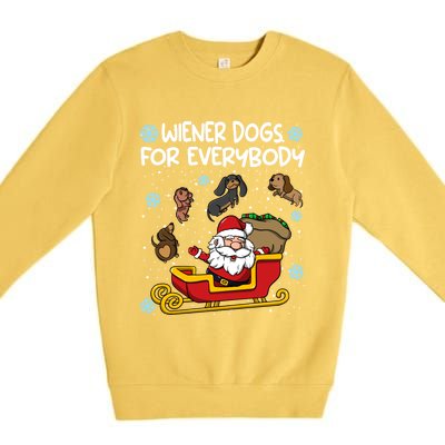 Wiener Dogs For Everybody Santa Funny Christmas Dachshund Premium Crewneck Sweatshirt