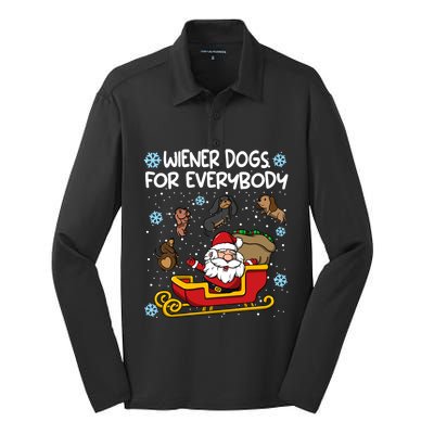 Wiener Dogs For Everybody Santa Funny Christmas Dachshund Silk Touch Performance Long Sleeve Polo