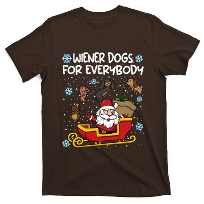 Wiener Dogs For Everybody Santa Funny Christmas Dachshund T-Shirt